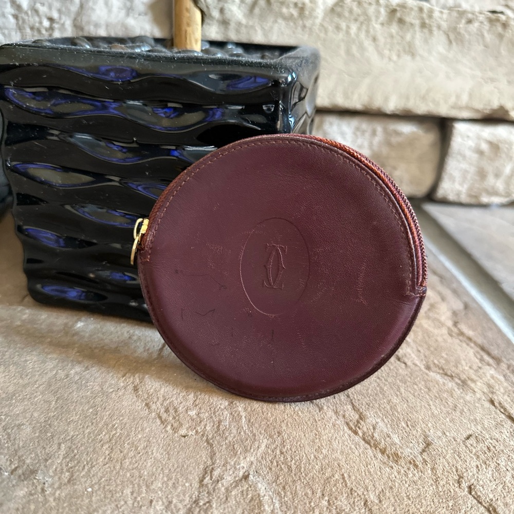Cartier Burgundy Leather Coin Pouch